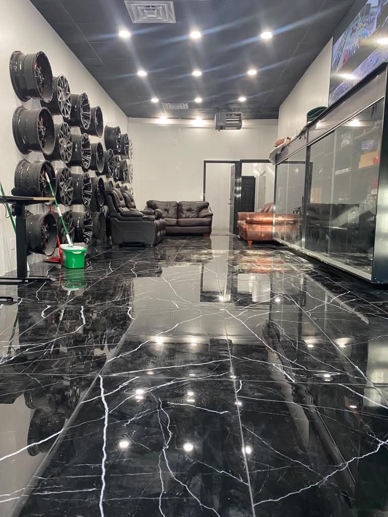 Garage after glossy epoxy floor coating