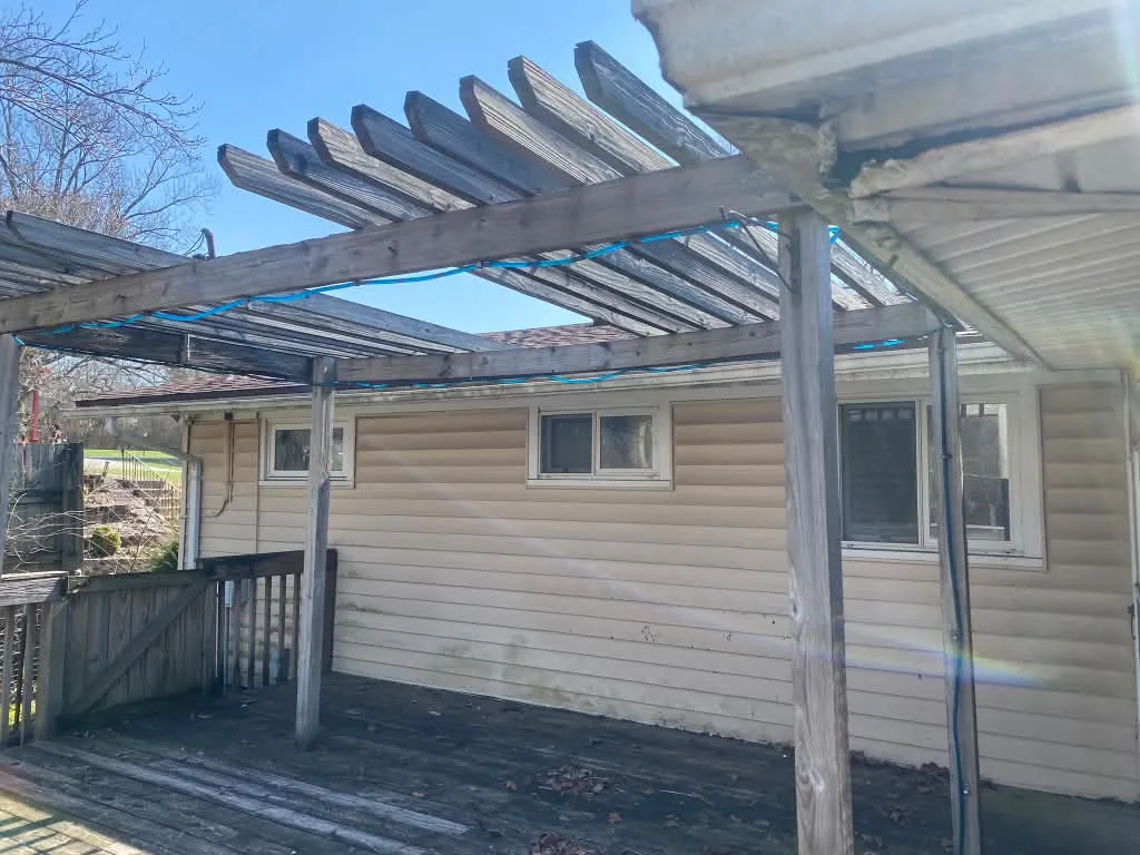 Backyard pergola before the deck build